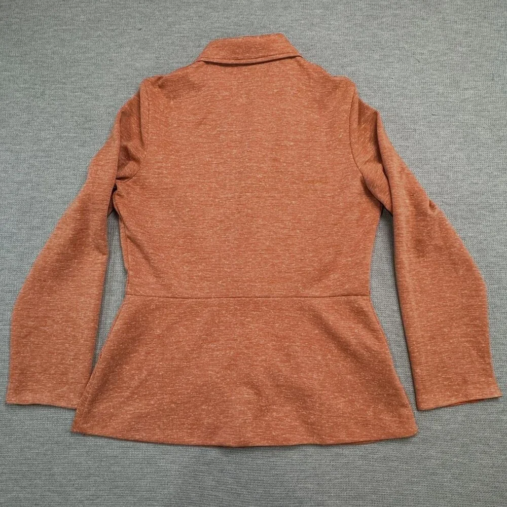Vintage Rust Orange Button-Up Long Sleeve Shirt Jacket Size 16 Heathered Pockets - Picture 4 of 16